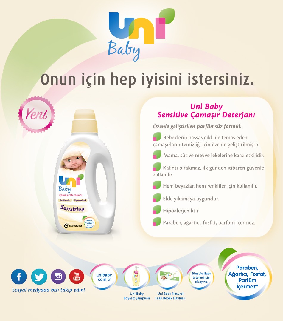 Uni Baby Sensitive Çamaşır Deterjanı 1500 ml Marketpaketi